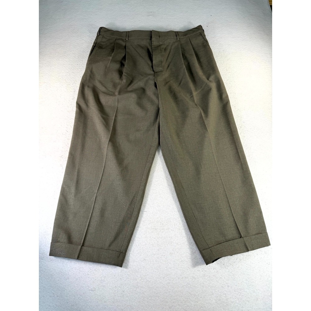 Perry Ellis Portfolio Dress Pants Mens 40x29 Gray Pleated Office Wear Cuffed Hem